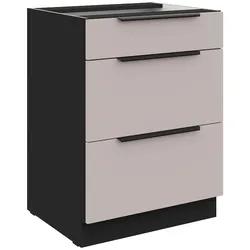 Küchen Unterschrank 60 cm Küche ARONA Kaschmir beige Soft-Close Küchenzeile