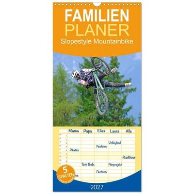 Familienplaner 2027 - Slopestyle Mountainbike mit 5 Spalten (Wandkalender, 21 x 45 cm) CALVENDO