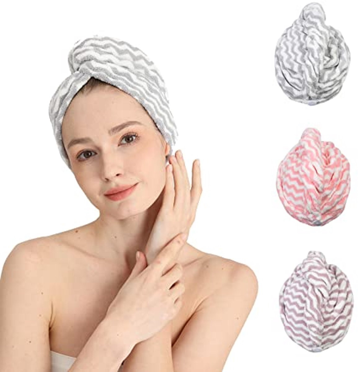 Microvezel Haardrogende Handdoek Wrap - Super Absorberende Haar Tulband voor Dames
