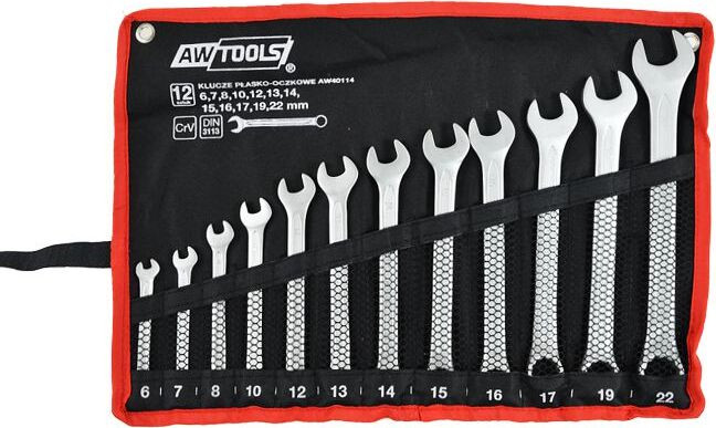 AWTools 12-delige ringsleutelset met sleutels van 6 tot en met 22 mm