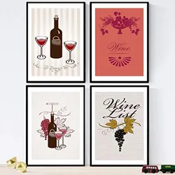 POSTER Set mit 4 Wein und Weinkeller 2 Jahrgang A3 Rahmenlos
