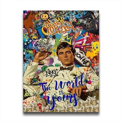 Inspired Living Retro Gangster Wall Art Graffiti Canvas Print For Street Style Home Decor 40x60cm Unframed c