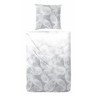 Bettwäsche PRIMERA "Mai", grau (grau, weiß), B/L: 155cm x 220cm, 1 Stk., 1 Stk., Mako-Satin, B/L: 80cm x 80cm, 2 Stk., Mako-Satin, Obermaterial: 100% Baumwolle, Bettwäsche, Bettwäsche, im tollen Design