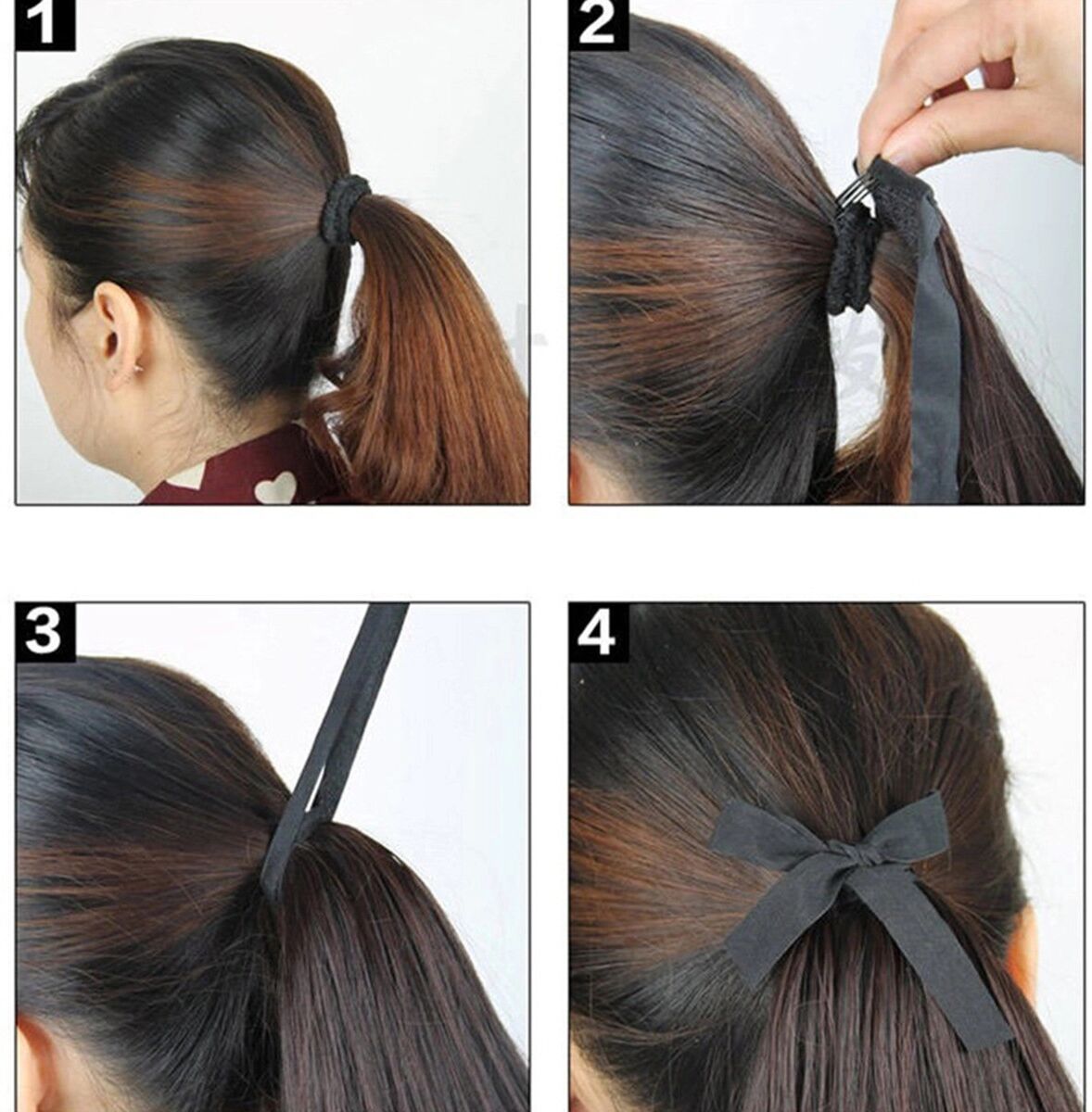 INF Extension de queue de cheval ondulée brun-gris - Fibre haute température, 55cm