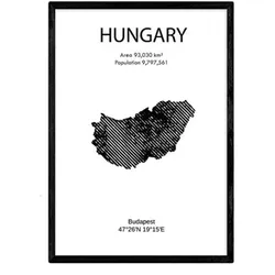 POSTER Länder & Kontinente Ungarn A3 Rahmenlos
