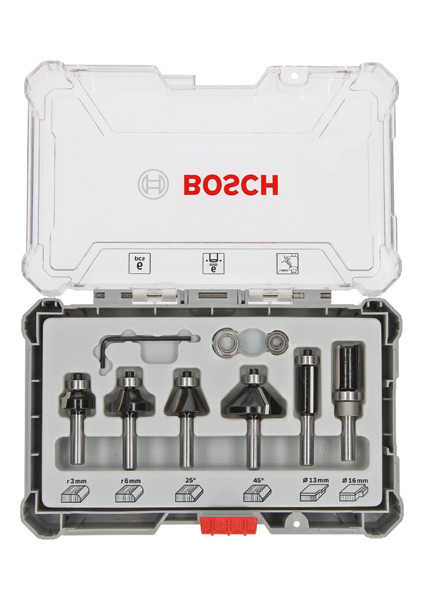 Bosch 6-teiliges Rand- und Kantenfräser-Set, 6-mm-Schaft 2607017468