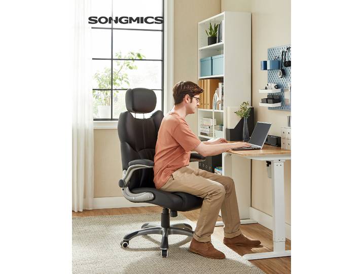 SONGMICS Chaise de Bureau, Chaise de Jeu, appuie-tête réglable, Fonction Bascule, Chaise de Bureau, accoudoirs réglables, roulettes universelles, Hauteur réglable