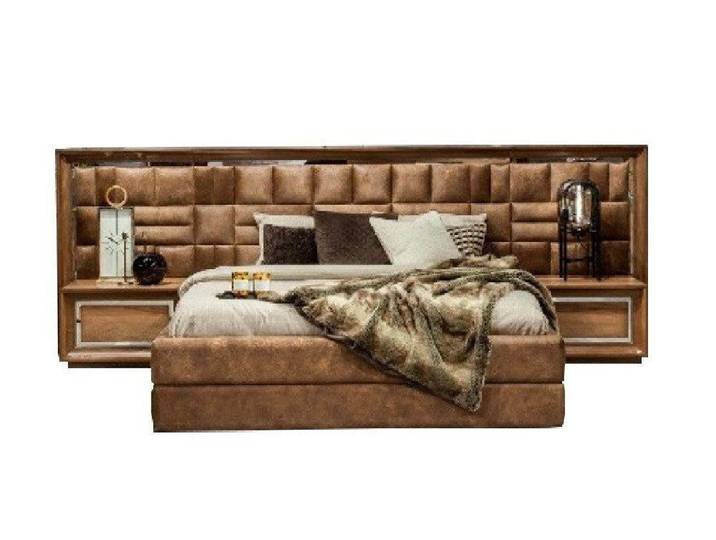 Xlmoebel Bett Luxuriöses gepolstertes Bett mit geräumigem Schrank für Hotelzimmer (Bett, Bett), Hergestellt in Europa
