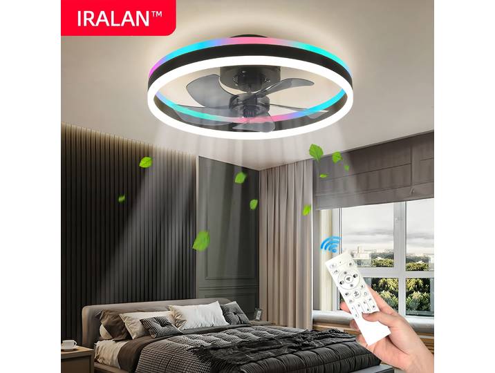 Ventilateur de plafond RGB avec lumière, ventilateur électrique intelligent moderne et élégant, lampe de plafond pour chambre à coucher, salon, éclairage décoratif