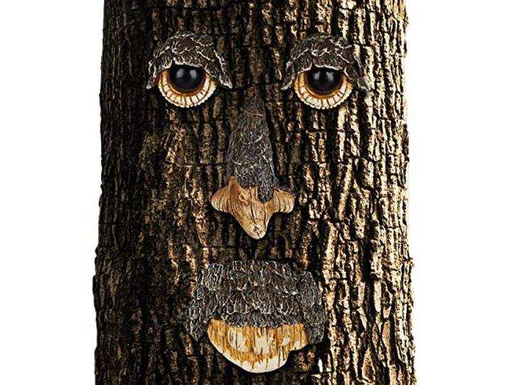 Relaxdays Visage\, Décoration pour Arbre\, 4 pièces\, Motif Esprit de la forêt\, déco Jardin\, à Suspendre\, Brun/Beige\, Marron