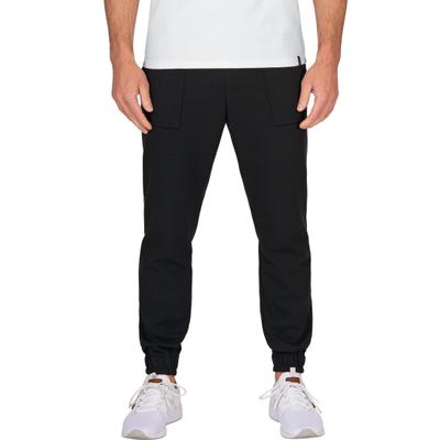 Jerseyhose TRIGEMA "TRIGEMA Jogginghose mit aufgesetzten Taschen", Damen, Gr. M, Normalgrößen, schwarz, Sweatware, 55% Polyester, 45% Baumwolle, Hosen Jerseyhose