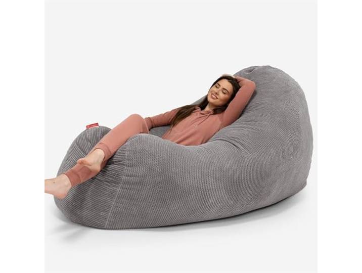 Lounge Pug, Riesen Sitzsack Couch, Sitzsack Sofa, Pom-Pom Anthrazit