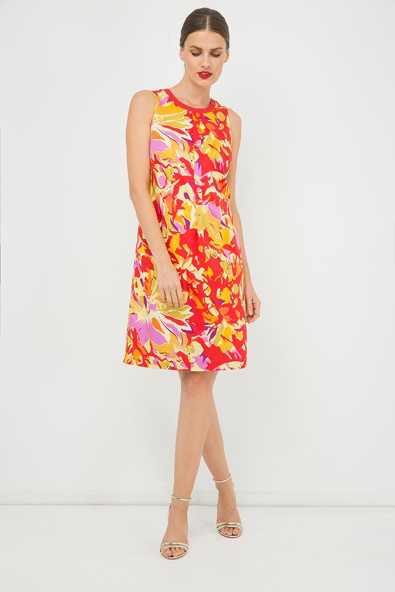 Ärmelloses Kleid mit Falten-Details aus Baumwolle