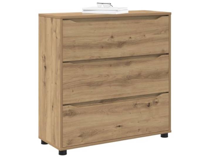 KTHLBRH Schrank 80 x 31 x 81 cm Mehrschichtholz Eiche Handwerk 3 Schubladen, Kugellager, höhenverstellbar, stabile Füße, einfache Reinigung