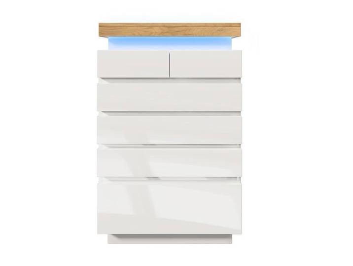 Commode - Blanc - 6 Tiroirs - clairage LED - Design Moderne - 115 x 73 x 39 cm