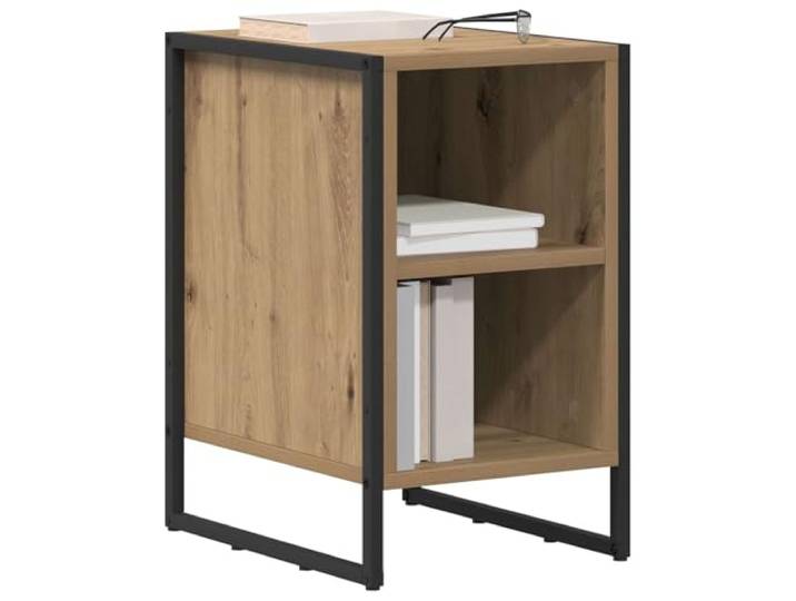 KTHLBRH Nachttisch 2 Stück Eiche Handwerk 39,5 x 30 x 50 cm Technisches Holz, Beine aus Stahl, freistehendes Design, einfache Wartung, platzsparend