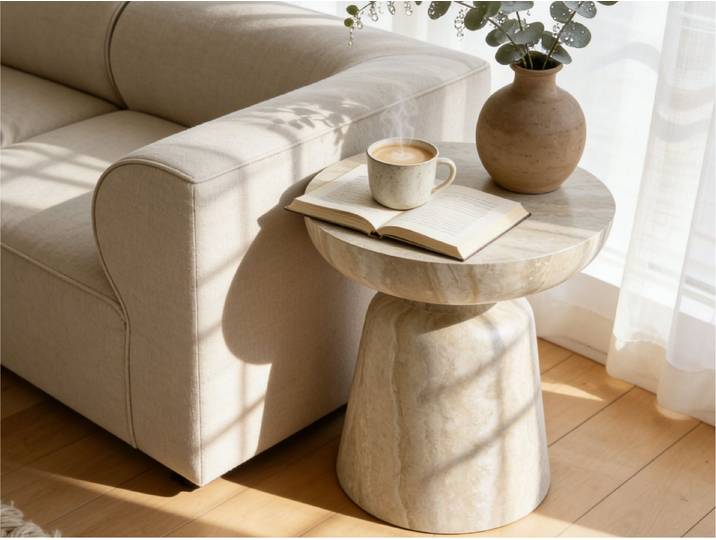 WILLIAMSPACE Couchtisch Meta Runder Beistelltisch aus Fiberglas, Moderner Design-Tisch (1 St)