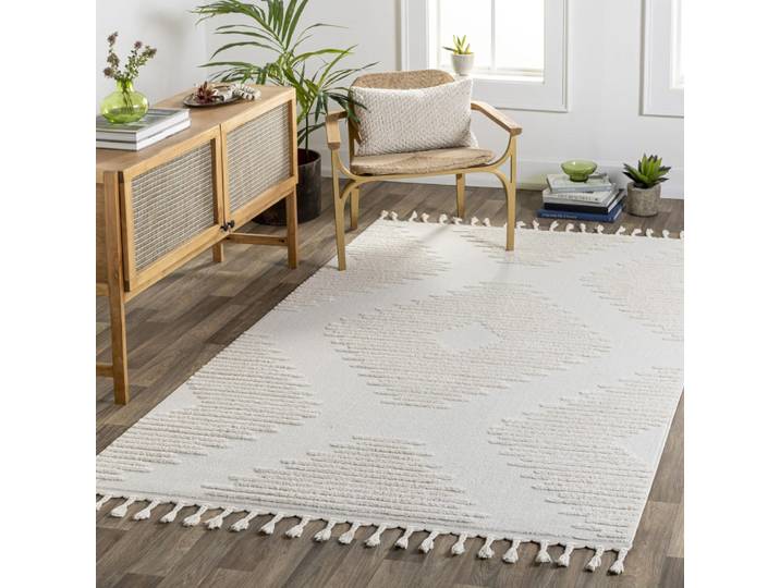 Tapis berbère ethnique gris clair/ivoire 160x213