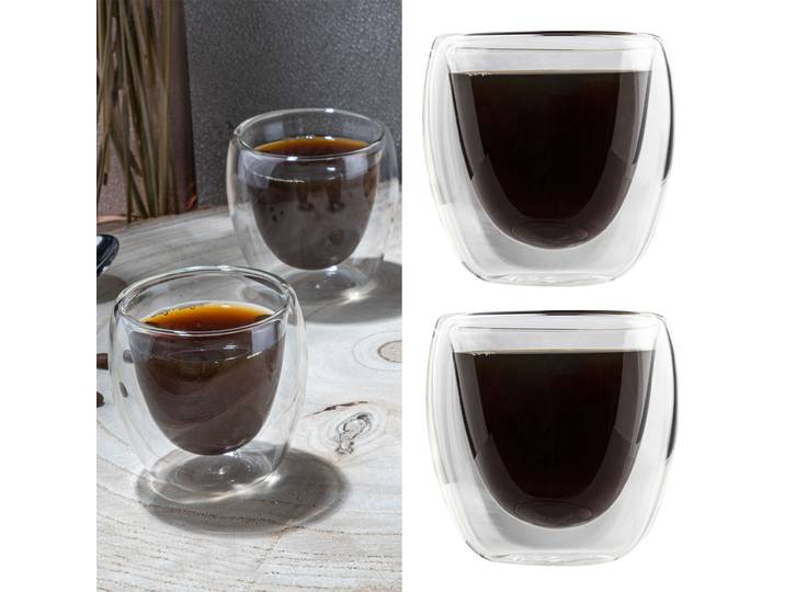 Doppelwandige Espresso Gläser 80ml aus Borosilikatglas, 4er-Set