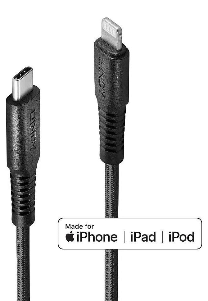 Lindy USB Type C naar Lightning oplaadkabel, 3 meter, versterkt