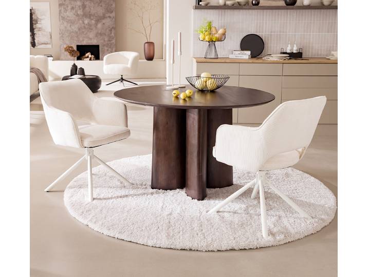 Massiver Esstisch SOPSIL Ø 120cm Braun/Braun