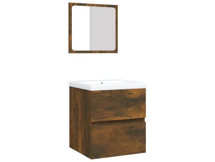 Armoire lavabo de salle de bain - vidaxl - Chêne fumé - 41x38.5x45 cm - Bois d'ingénierie - Vasque encastrée