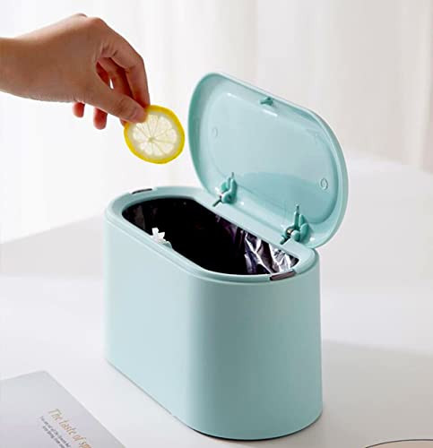 LTWQLing Mini-prullenbak met deksel van plastic, hemelsblauw