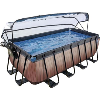 Framepool EXIT "inkl. multifunktionaler Poolabdeckung", braun, B:200cm H:122cm L:400cm, Schwimmbecken, BxLxH: 200x400x122 cm, mit Sandfilteranlage und Sicherheitsleiter