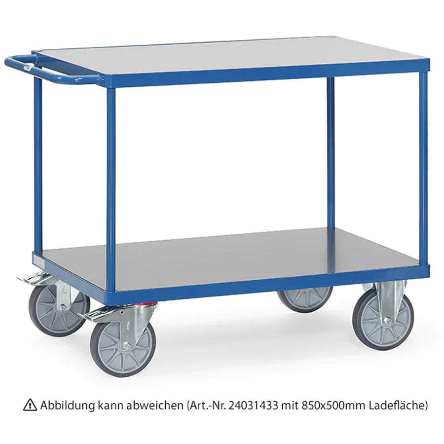 Fetra Super-MultiVario-Transporter Tischwagen mit 2 Etagen und Hart-PVC Plattformen 1200x800mm 24031433