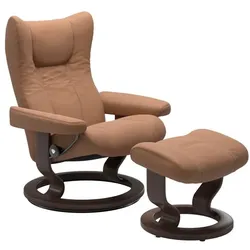 Stressless Sessel mit Hocker Wing Classic Leder Braun Batick Latte M (Medium)
