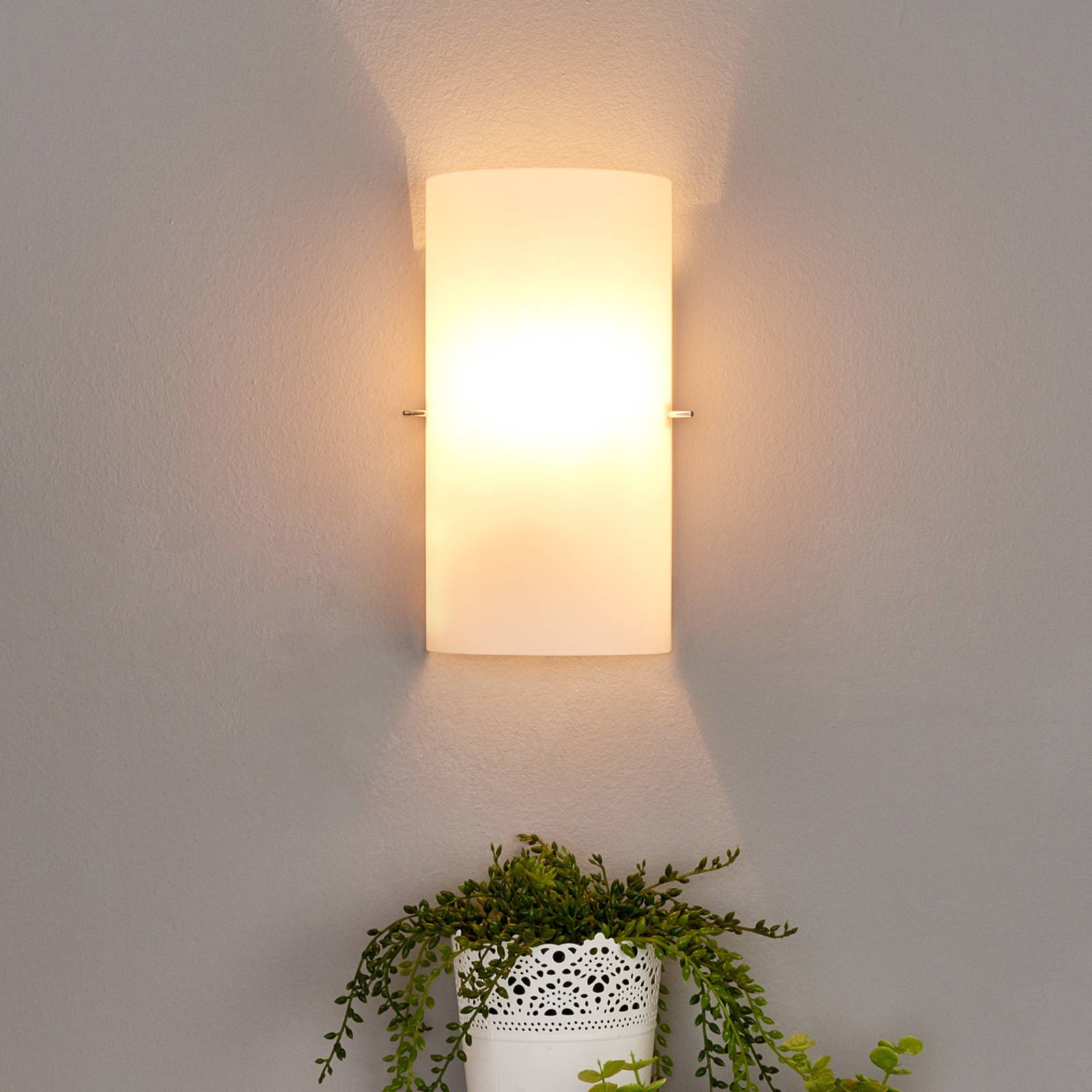 Seinävalaisin Sidra Lucande, himmennettävä, Valkoinen/opaali, Olohuone/ruokailutila, Lasi, Moderni