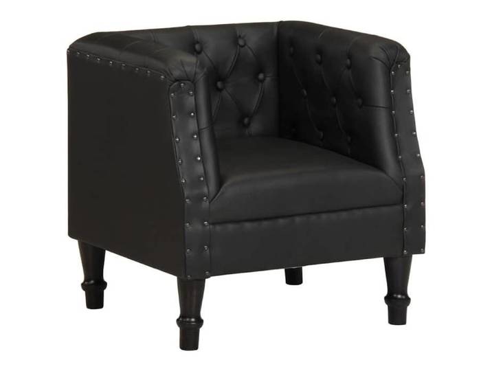 Chaise intérieure moderne Fauteuil Noir Cuir véritable(8716）