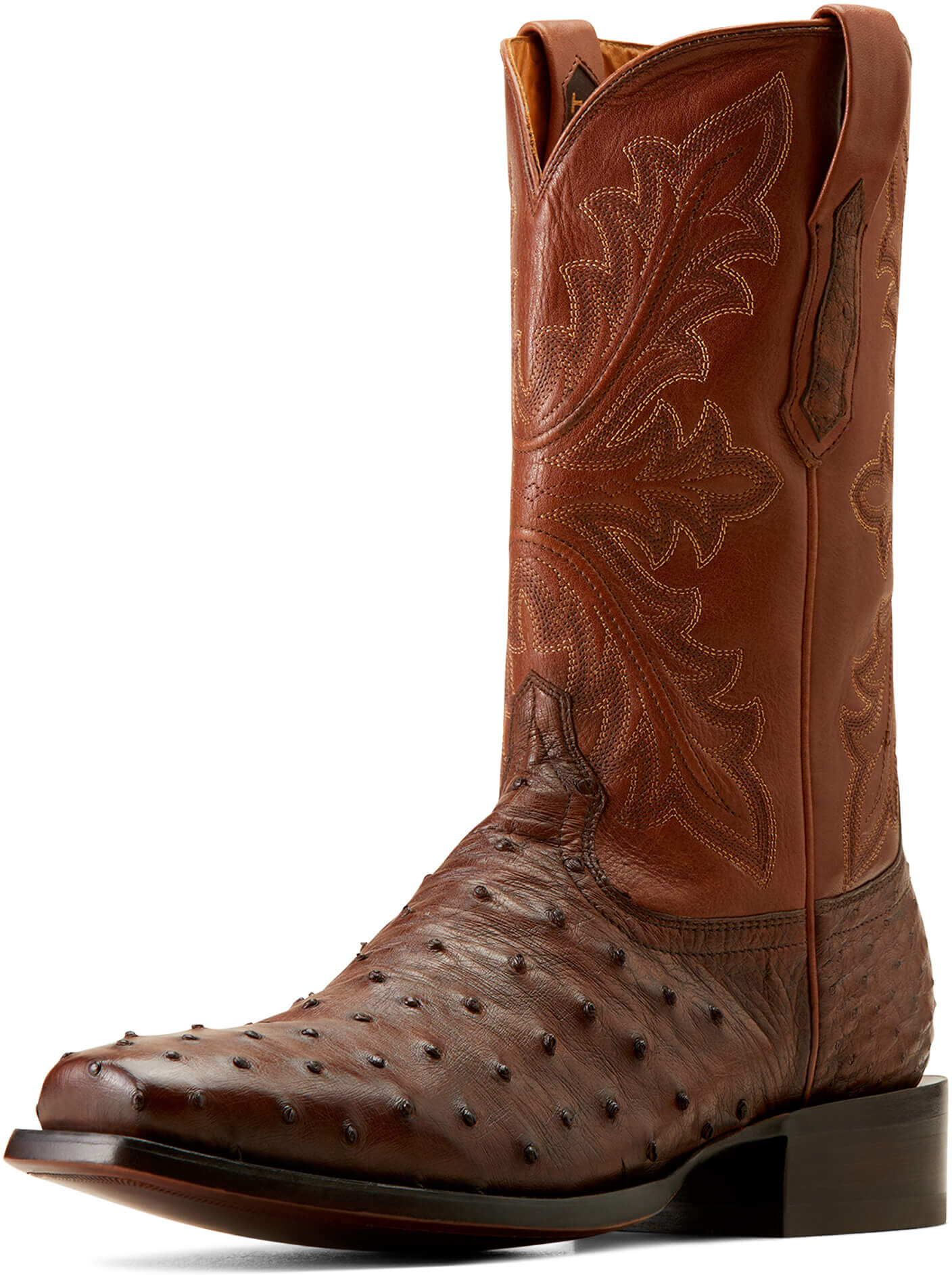 Men's Bench Made Stilwell Cowboy Boots in Bourbon Full Quill Ostrich Leather, Size: 8 EE / Wide by Ariat