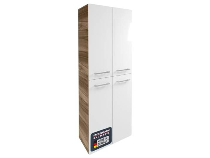 FACKELMANN Verona Hängender Doppel Hochschrank – Made in Germany – Nussbaum & Weiß-Hochglanz – 60 x 162 x 31,8 cm – Eleganz trifft auf großzügigen Stauraum