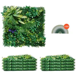 VEVOR Künstliche Pflanzenwand, 8 Stück, 500x500x50 mm, 3D-Kombination aus grünen Buchsbaumpaneelen, grüne Dekoration und Efeu-Zaunbedeckung, Sichtschutz-Hintergrundwand, Heckenschutz für den Garten