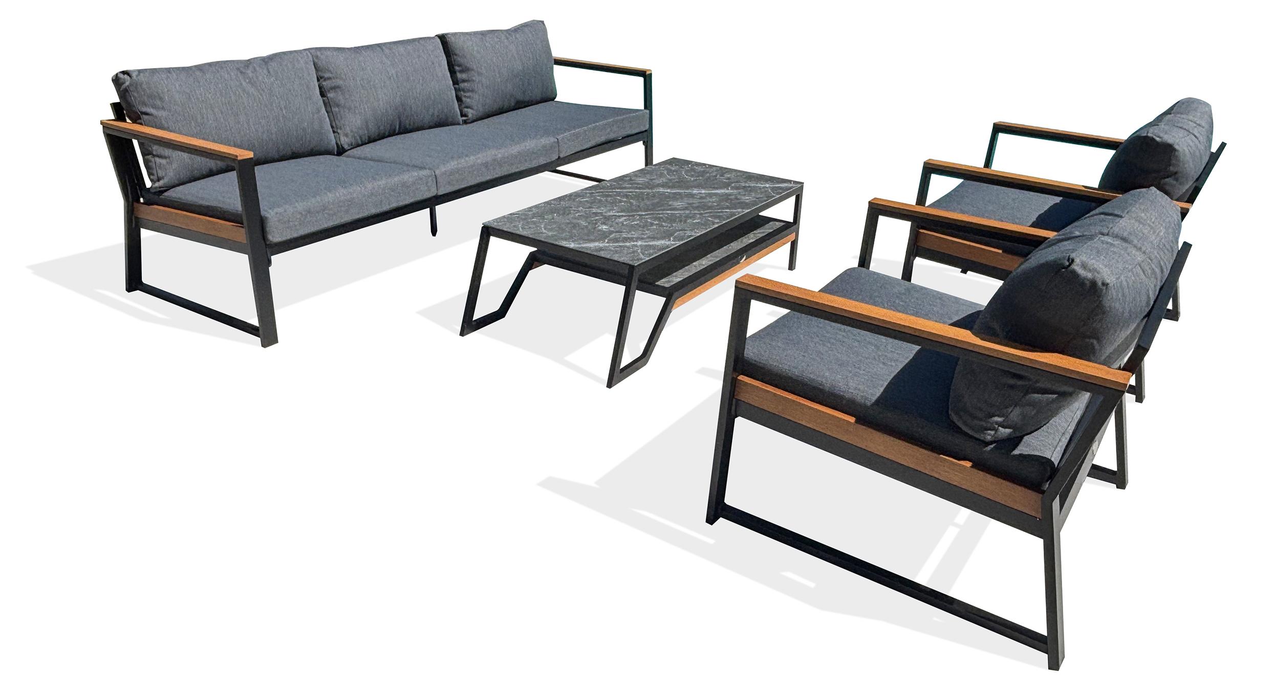 Gartenmöbel-Set im niedrigen Design, für 5 Personen, aus Aluminium