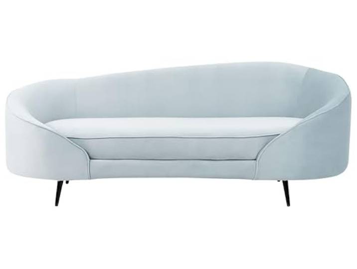Beliani 2er Sofa Samt blau gebogen oval mit schwarzen Metallbeinen Retro Glamourös Savar