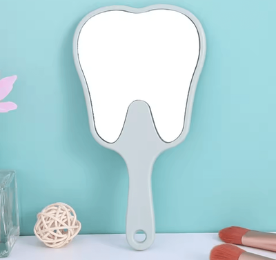 Inspire Curations Cute Tooth Shaped Handheld Makeup Mirror light Green