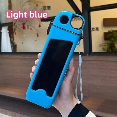 Plastic Straw Rectangular Water Bottle High Color Value Portable Fall Resistant Cup light Blue