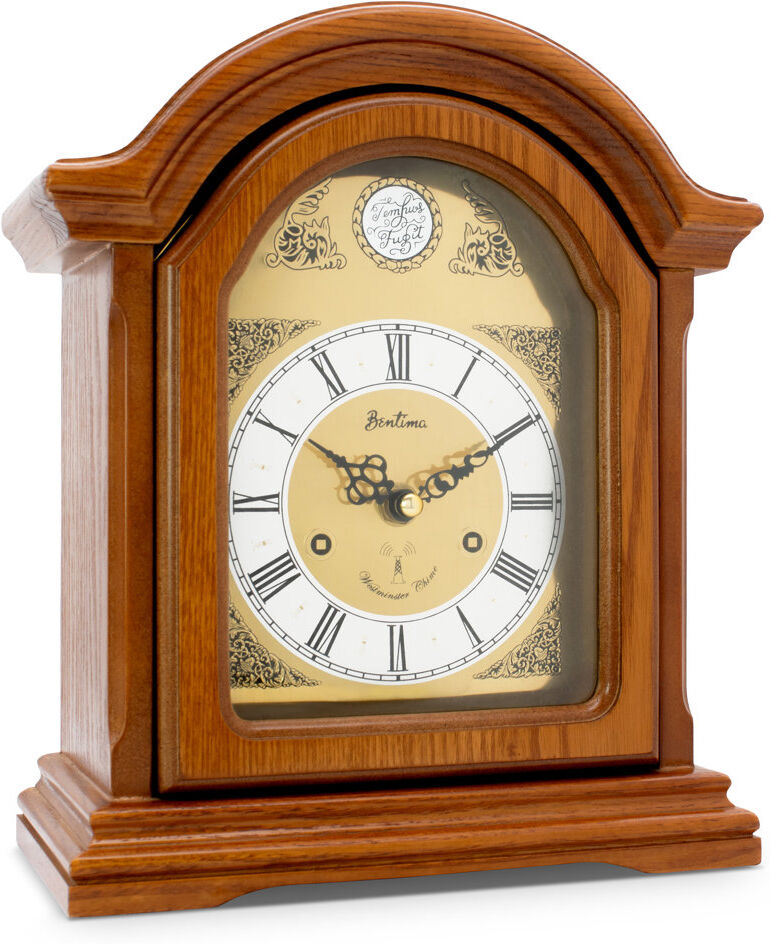 Acctim Redbridge Mantel Clock Radio Controlled Crafted Wood Westminster Hourly Chime Dark wood Wood 27cm H X 22.6cm W X 11.8cm D
