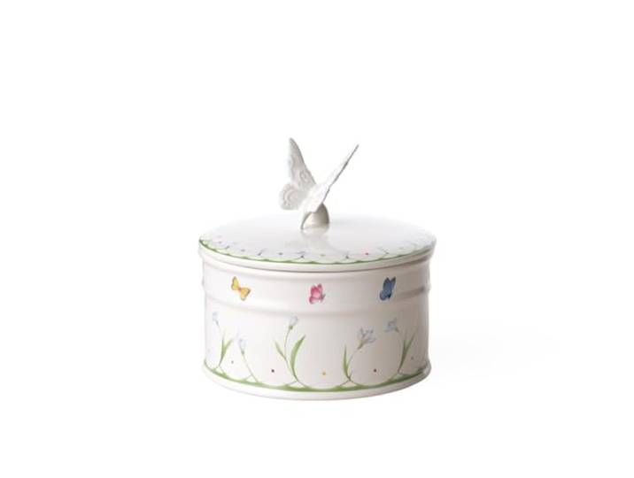 Villeroy & Boch - Colourful Spring Dose Groß, Gebäckdose mit Deckel, Plätzchendose Keramik, Keksdose mit Deckel Weiß, Porzellandose mit Deckel, Ostern Vorratsdose,Frühling, Dose mit Deckel, Porzellan