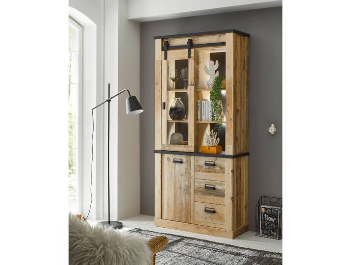 Buffet I 93 x 201 x 38cm Braun/Eiche Dekor