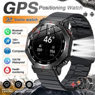 Uplift Treasures T Rex 3 Ultra Military GPS Smartwatch AMOLED black Steel B 2a gps Swimming Watch