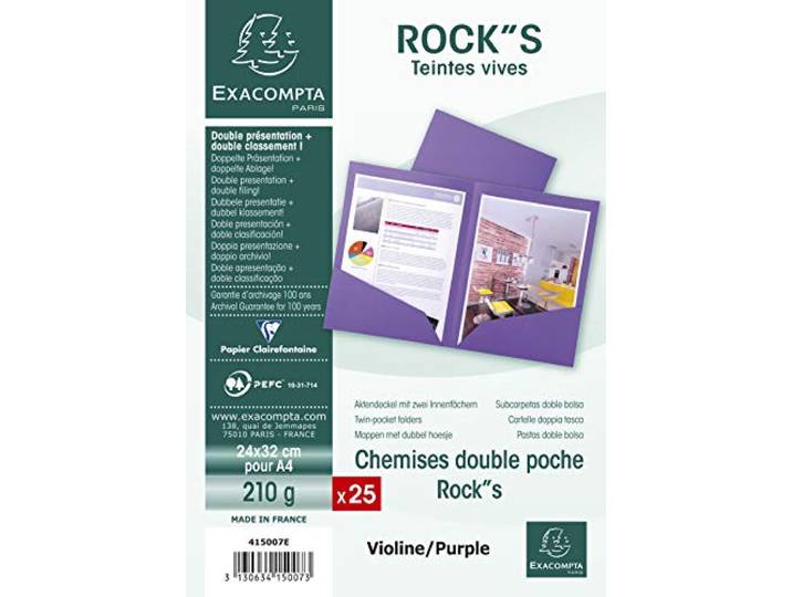 Exacompta 25 Chemises Double Poche Rock\ s Violine