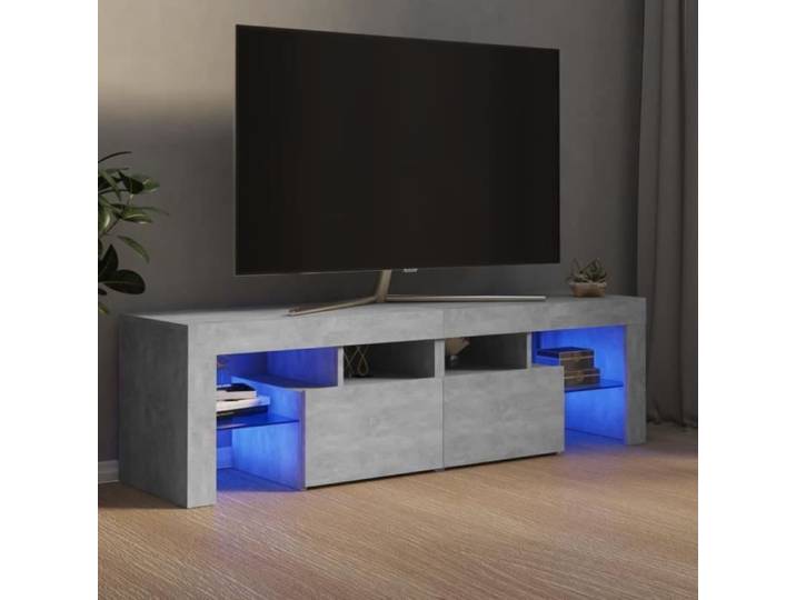 ANSELF Meuble tv led Banc TV Moderne Rangement TV Buffet Bas pour Salon ou Chambre Gris béton 140x36 5x40 cm