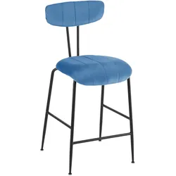 Barhocker Tylor Blau Samt Gepolstert