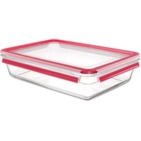 CLIP & CLOSE Glas-Frischhaltedose 3,0 Liter transparent/rot, rechteckig