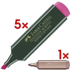 Faber-Castell 5x Textmarker »Textliner 48« inkl. Textmarker »TL 46 Metallic« rosé pink