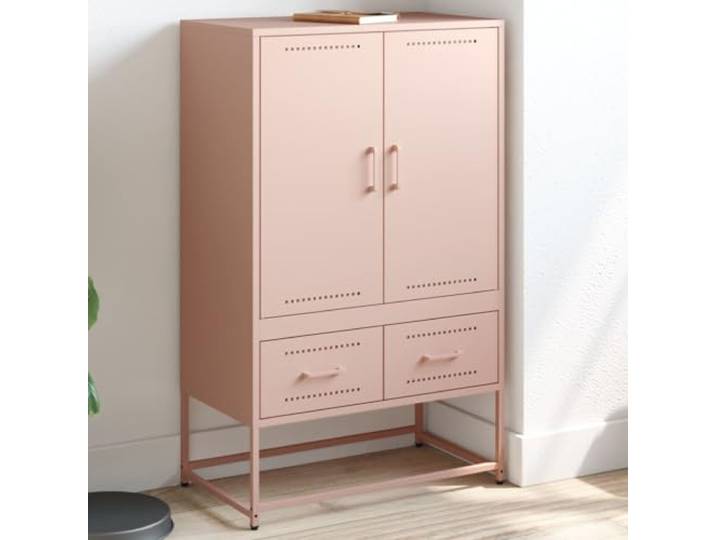 Stilvolles Highboard für Elegante Einrichtung mit praktischem Stauraum, pflegeleichtes Highboard für Wohnzimmer, langlebiges aus robustem kaltgewalztem Stahl, mit Wandhalterung