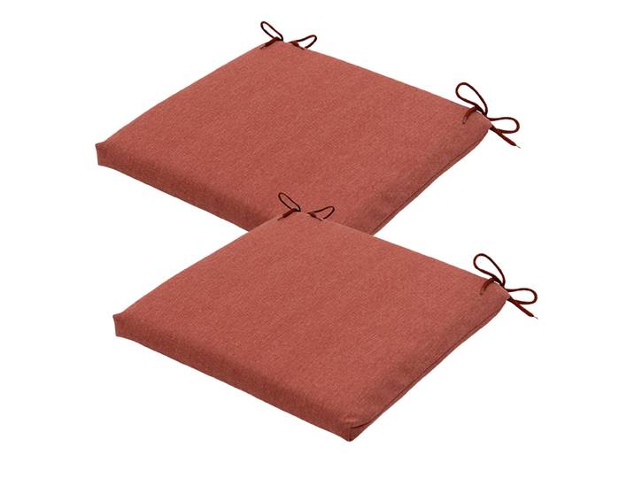 Stuhlkissen Outdoor 2er-Set Bändchen, Sitzkissen wasserabweisend, terra, je 40 x 40 cm